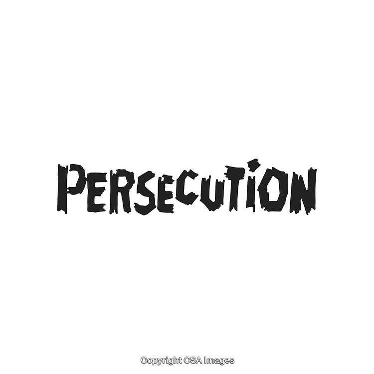 Illustration Highlighting the Word Persecution in Bold Handwritten Lettering