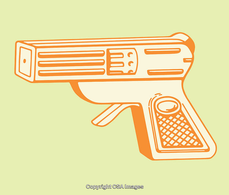 Colorful Line Art Illustration of a Pistol on a Bright Background