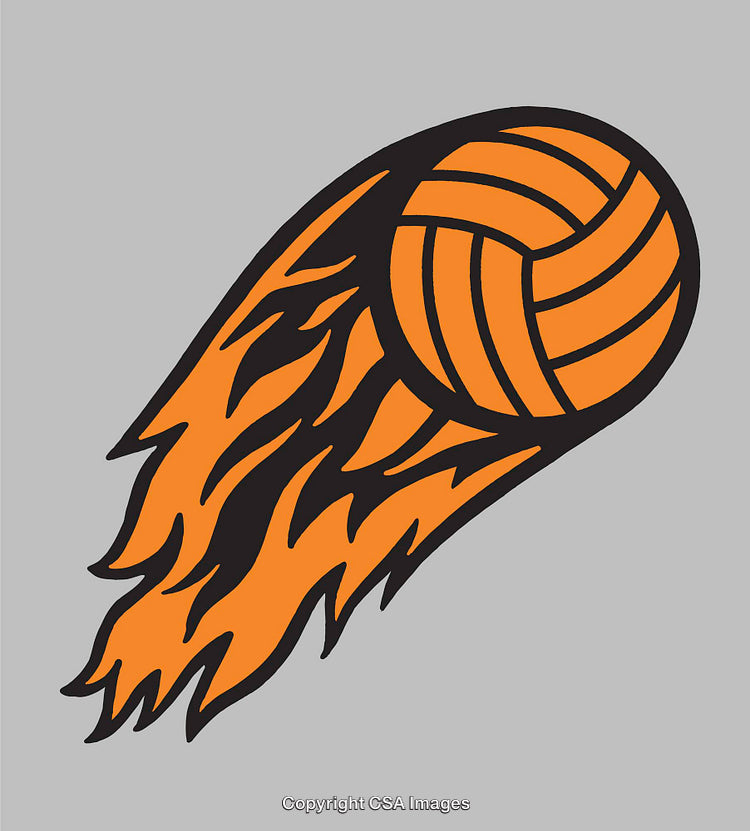 Stylized Orange Volleyball with Dynamic Flaming Motion Effect