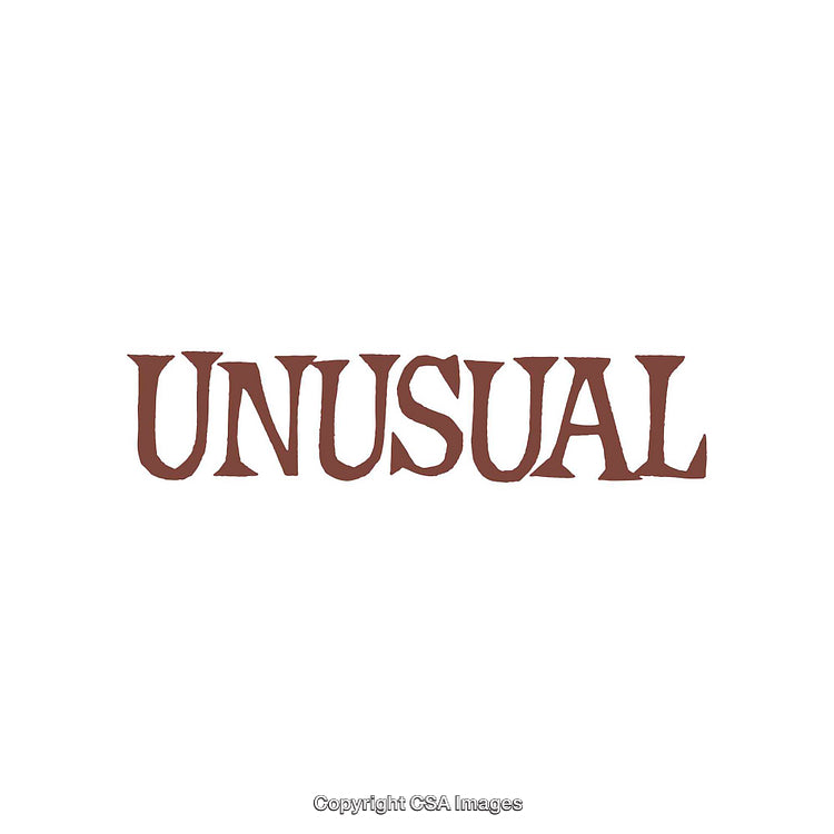 Bold Text Depicting the Word 'Unusual' in Rustic Brown Font