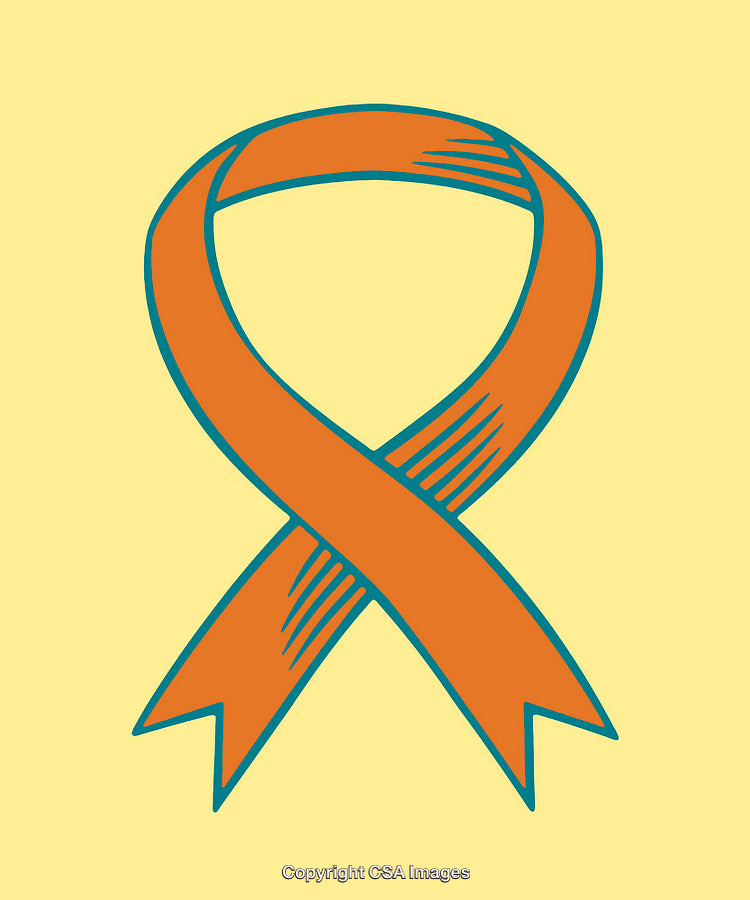 Orange Awareness Ribbon Illustration on a Yellow Background