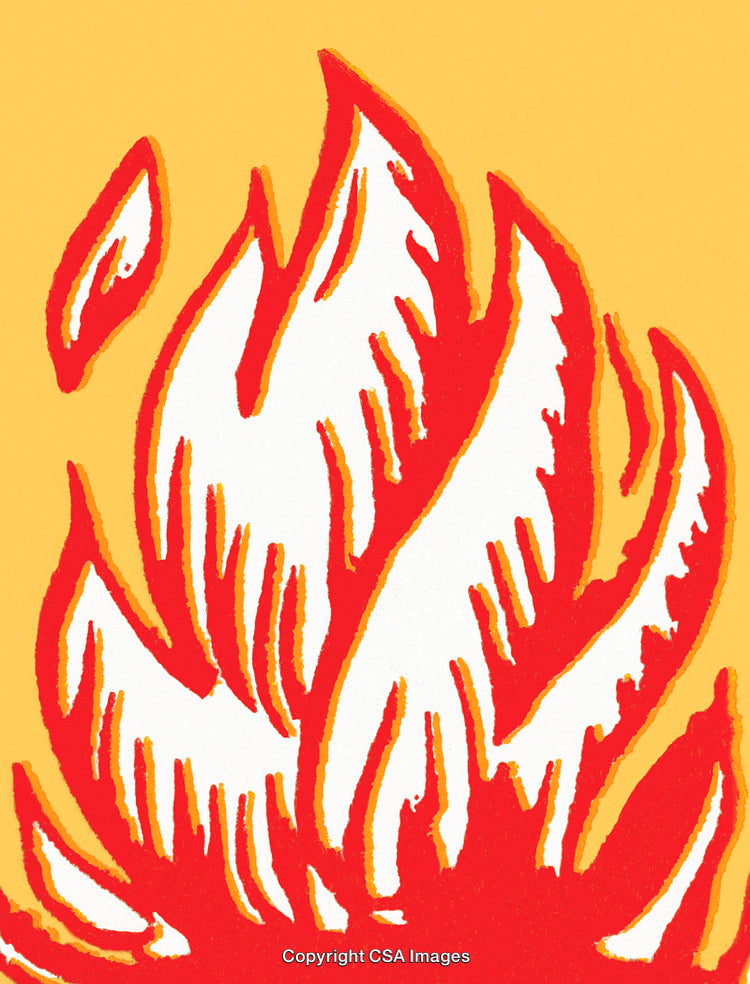 Vivid Illustration of Abstract Flames in Red and Yellow Color Palette