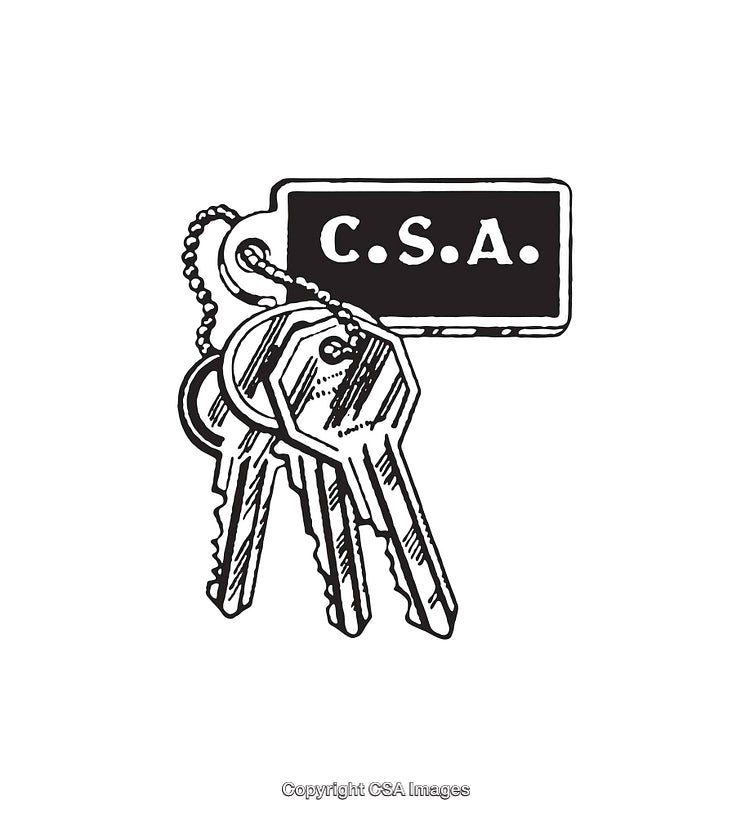 Hand Drawn Vector Illustration of a Keychain with Three Keys