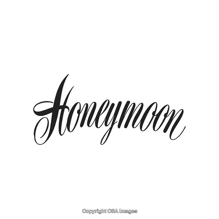 Elegant Script Text Featuring the Word Honeymoon in Stylish Calligraphy
