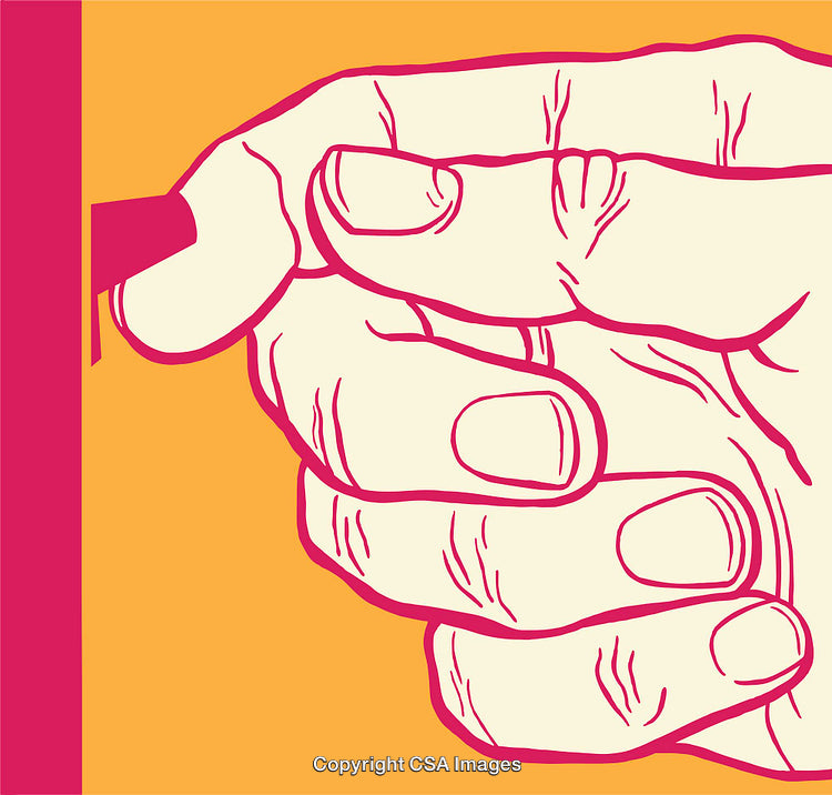 Color Line Art Illustration of a Hand Operating a Close Object