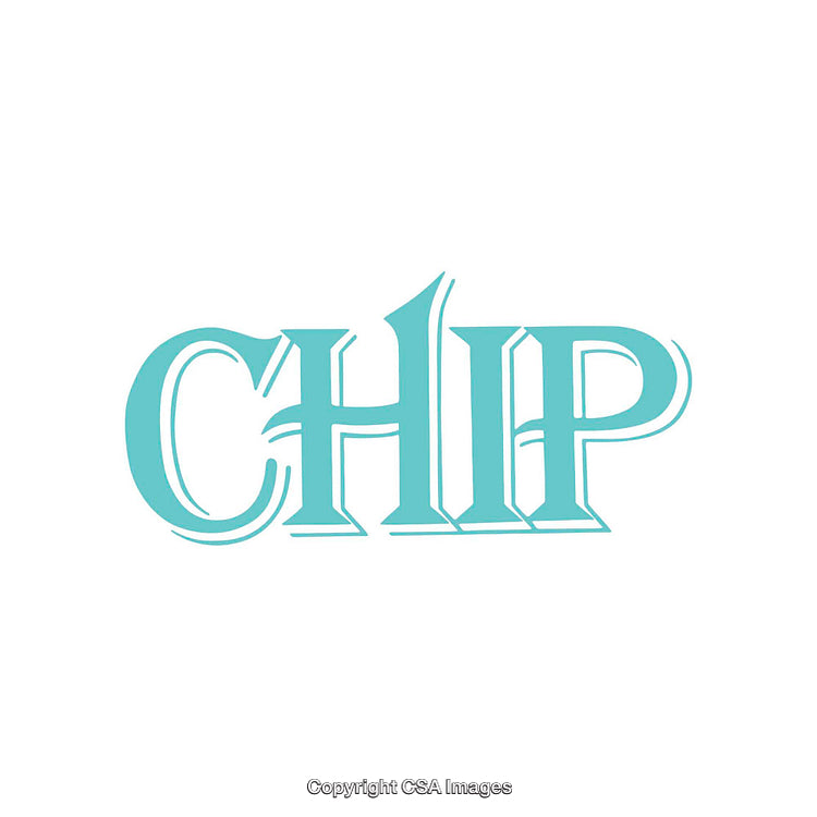 Stylish Typography Featuring the Word CHIP in Vintage Blue Design