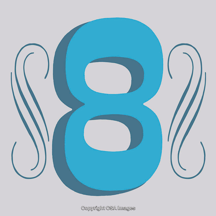 Blue Number Eight With Creative Decorative Patterns Around It