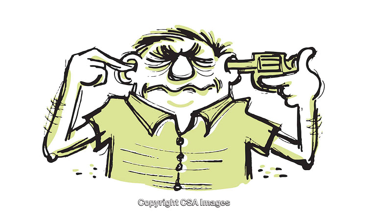 Cartoon Illustration of a Stressed Man Expressing Extreme Frustration
