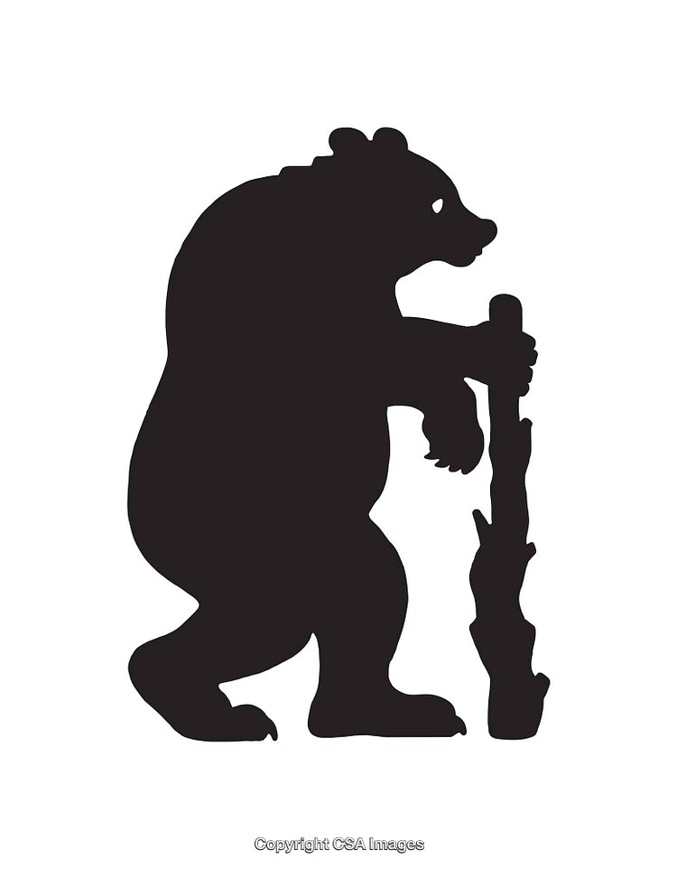 Silhouette of a Standing Bear with a Wooden Staff Icon