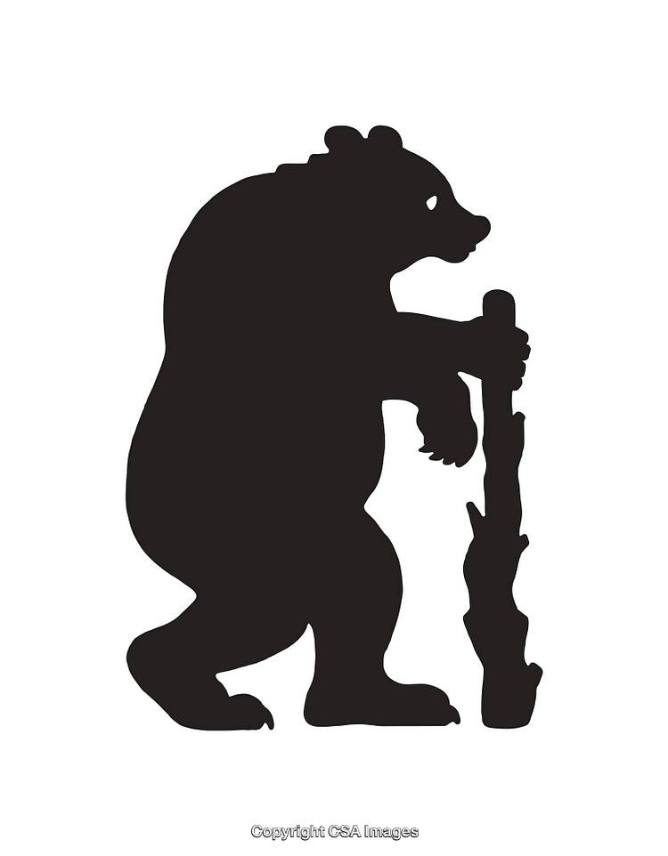 Silhouette of a Standing Bear with a Wooden Staff Icon