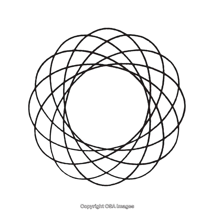 Geometric Black and White Circular Pattern with Intricate Overlapping Lines