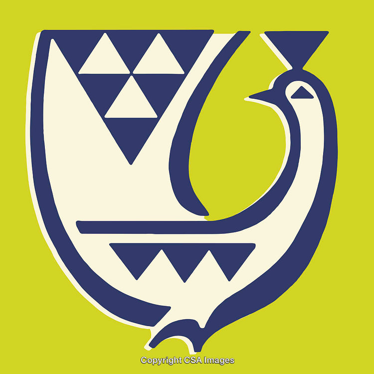 Abstract Bird-Inspired Geometric Line Art on Bold Color Background