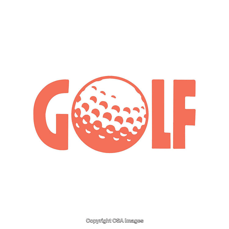 Stylized Golf Themed Design with Ball and Text in Modern Flat Style