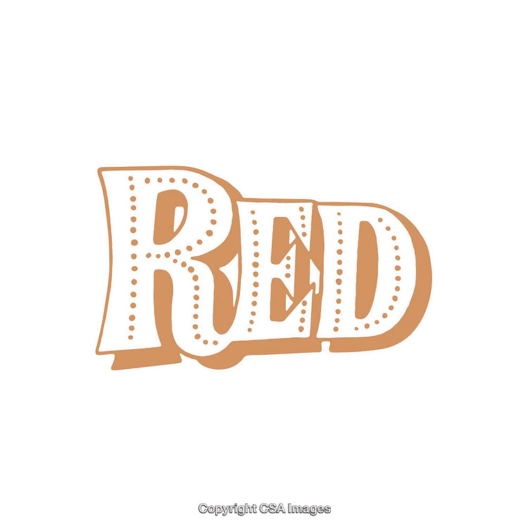 Stylish 'Red' Text Design in Tan With Decorative Accents