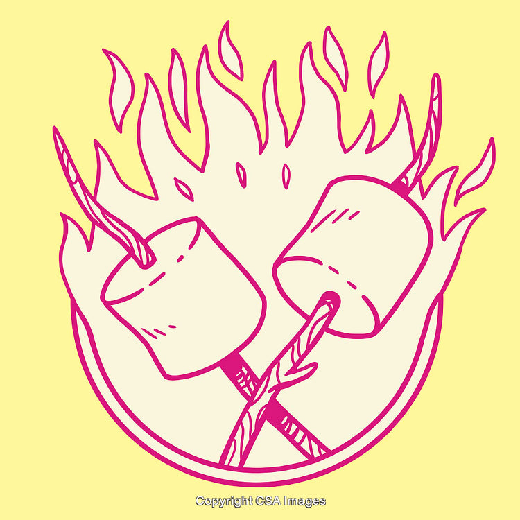 Illustration of Marshmallows Roasting Over an Open Fire with Vibrant Colors