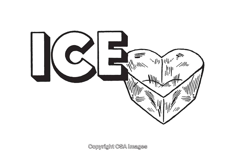 Black and White Illustration of Ice Shaped as Heart with Bold Text Art