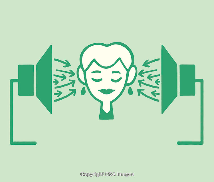 Illustration Depicting Sound Waves Around a Woman's Relaxed Face