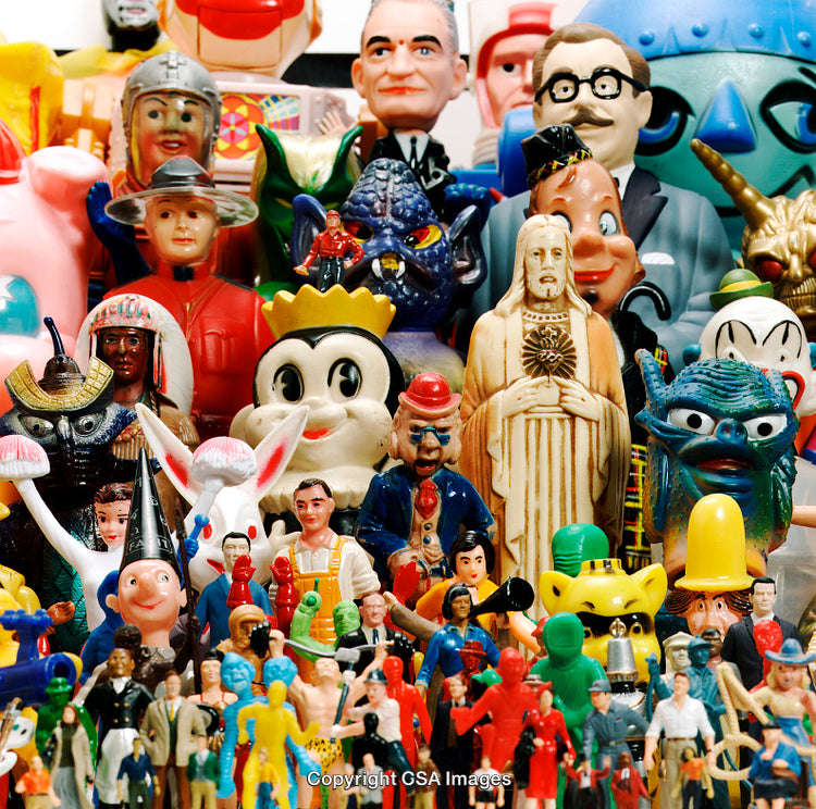 Colorful Collection of Diverse Plastic Toys Showcasing Unique Designs and Characters
