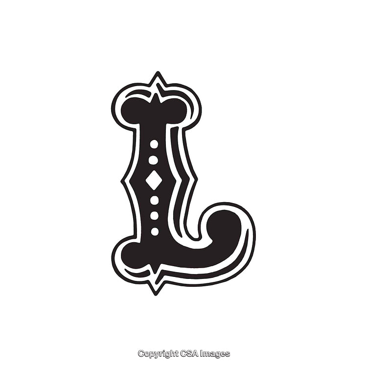 Stylized Black Letter L with Elegant Ornamental Design Elements