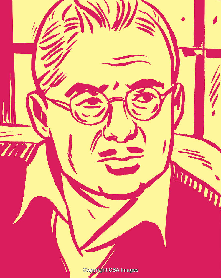 Abstract Pop Art Illustration of a Man with Glasses in Vibrant Colors