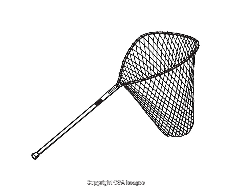 Black and White Line Art of a Fishing or Butterfly Net