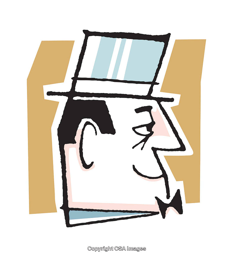 Colorful Cartoon Illustration of a Distinguished Gentleman in a Top Hat