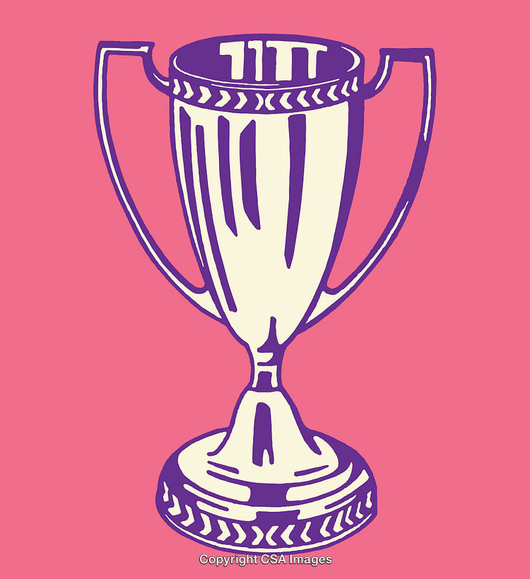 Colorful Trophy Line Art Illustration on a Pink Background