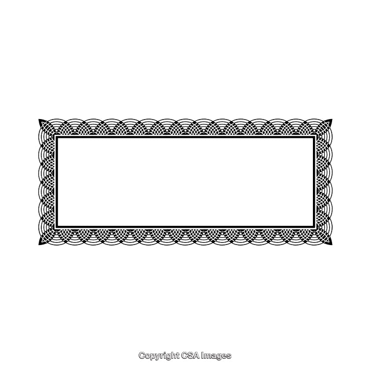 Elegant Black And White Border Rectangular Frame With Intricate Design