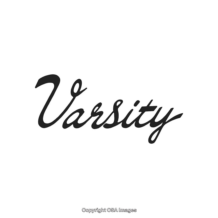 Varsity Calligraphic Text in Black on a White Background