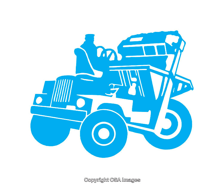Blue Silhouette Icon of a Land Vehicle with Simplified Features