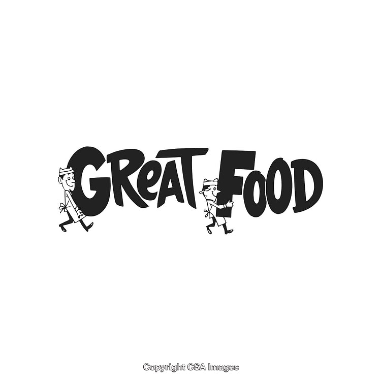 Retro Great Food Typography Style With Chef Characters in Black and White