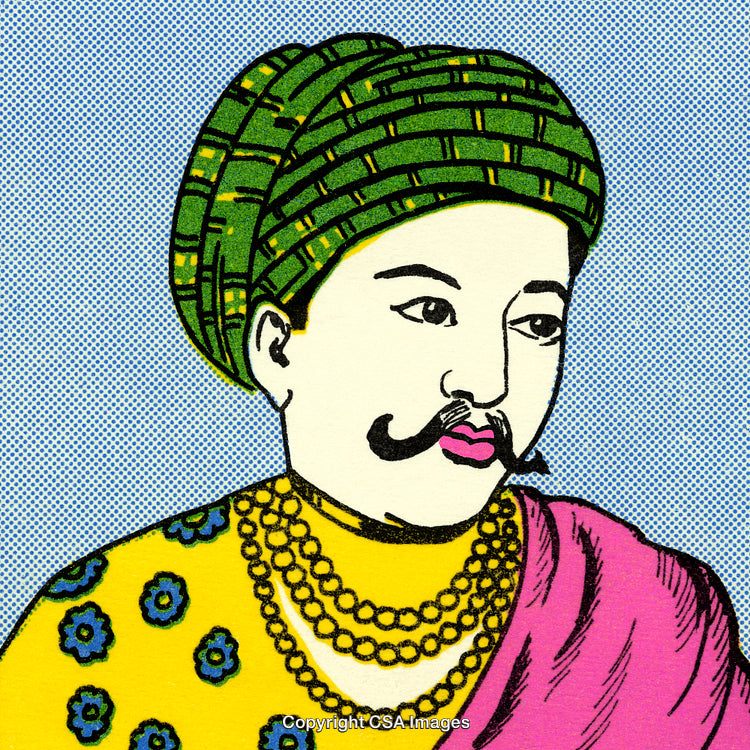 Pop Art Portrait of Historical Figure in Vibrant Style