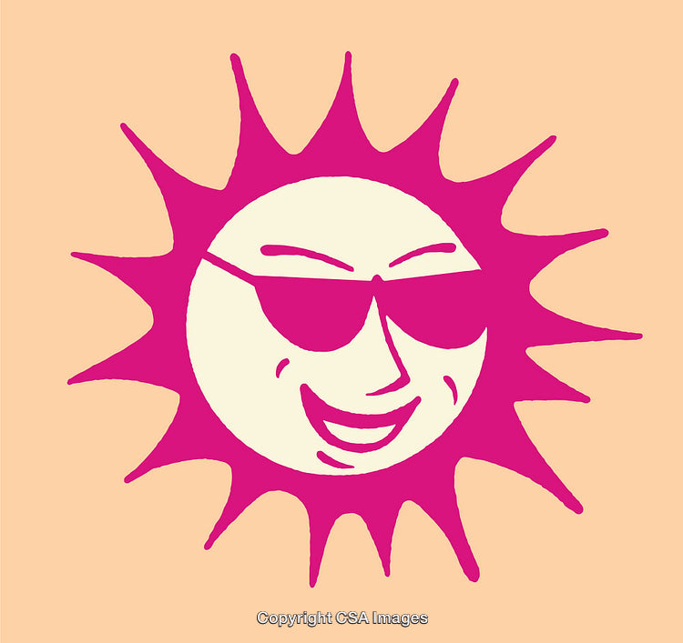 Bright Sun Icon Wearing Sunglasses in a Playful Cartoon Style