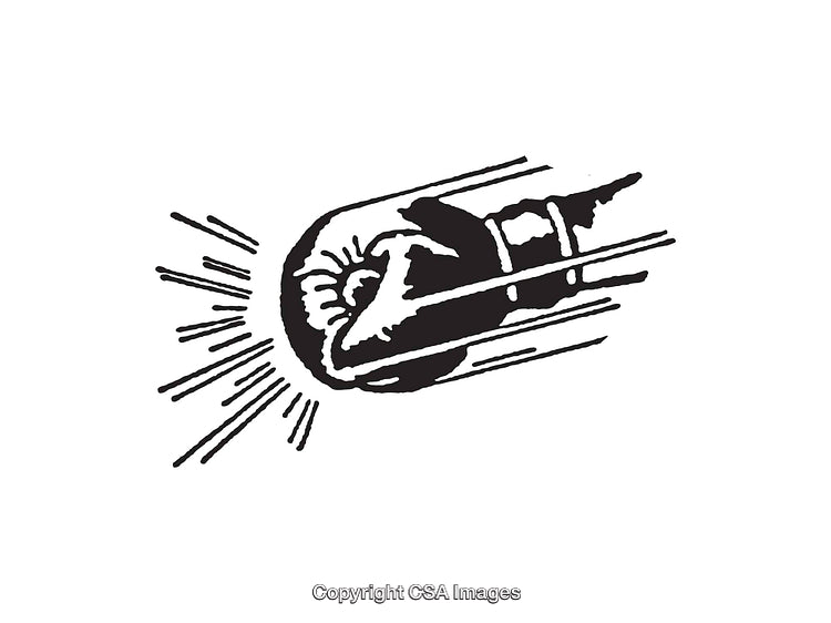 Black and White Line Art of a Comet in Motion