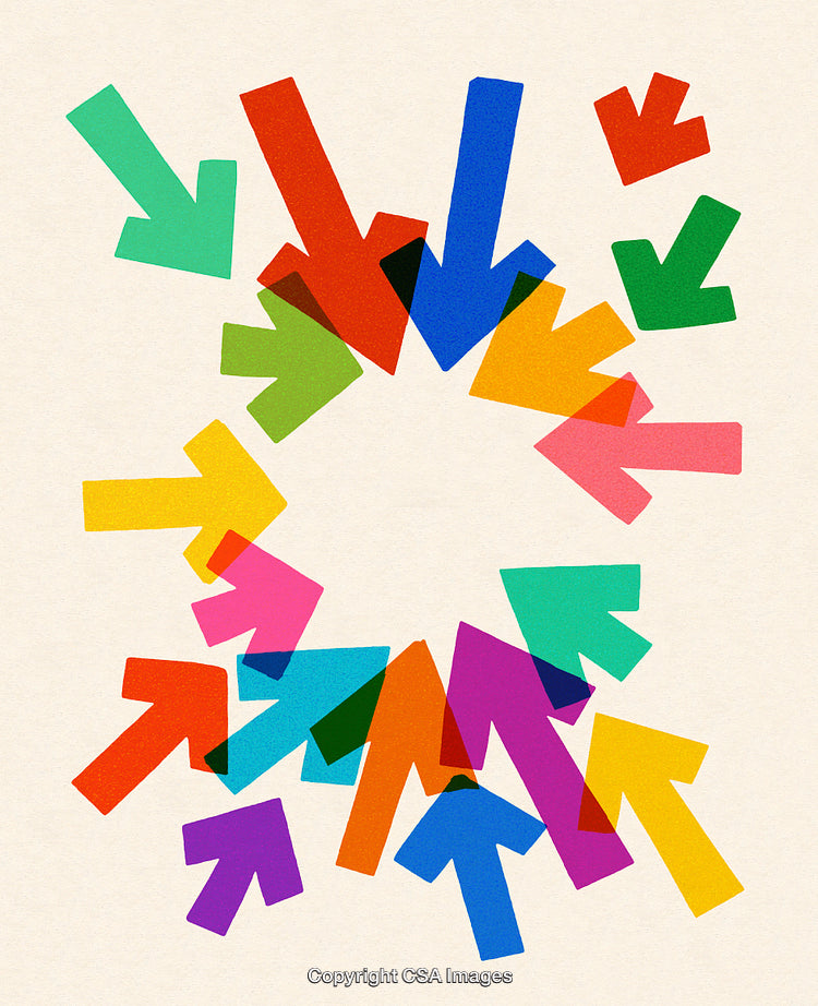 Colorful Arrows in Various Directions Creating Abstract Design