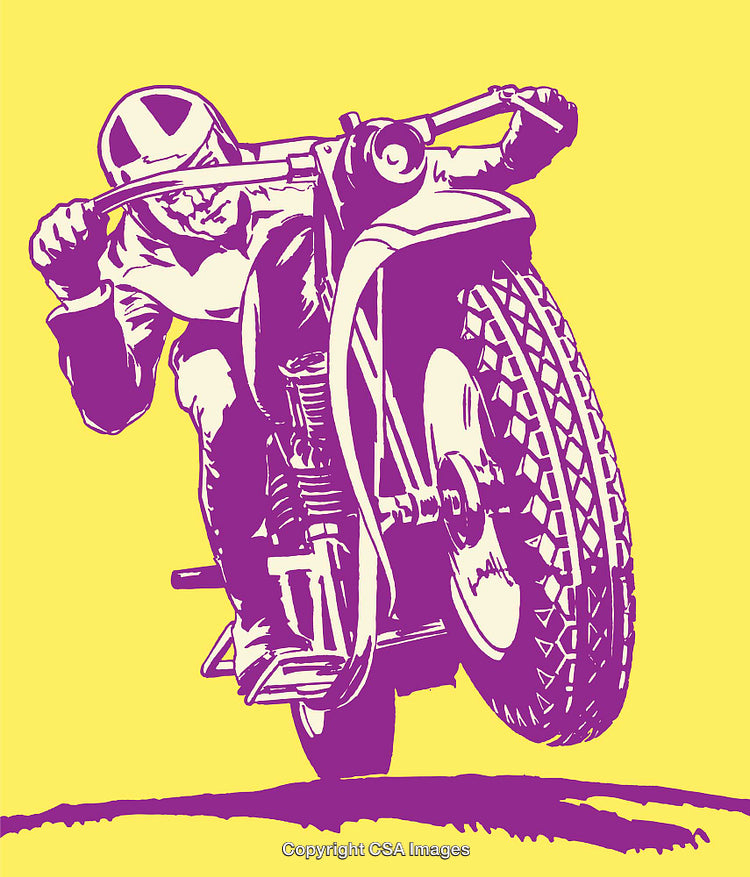 Vintage Motorcycle High Speed Action Illustration with Vibrant Colors