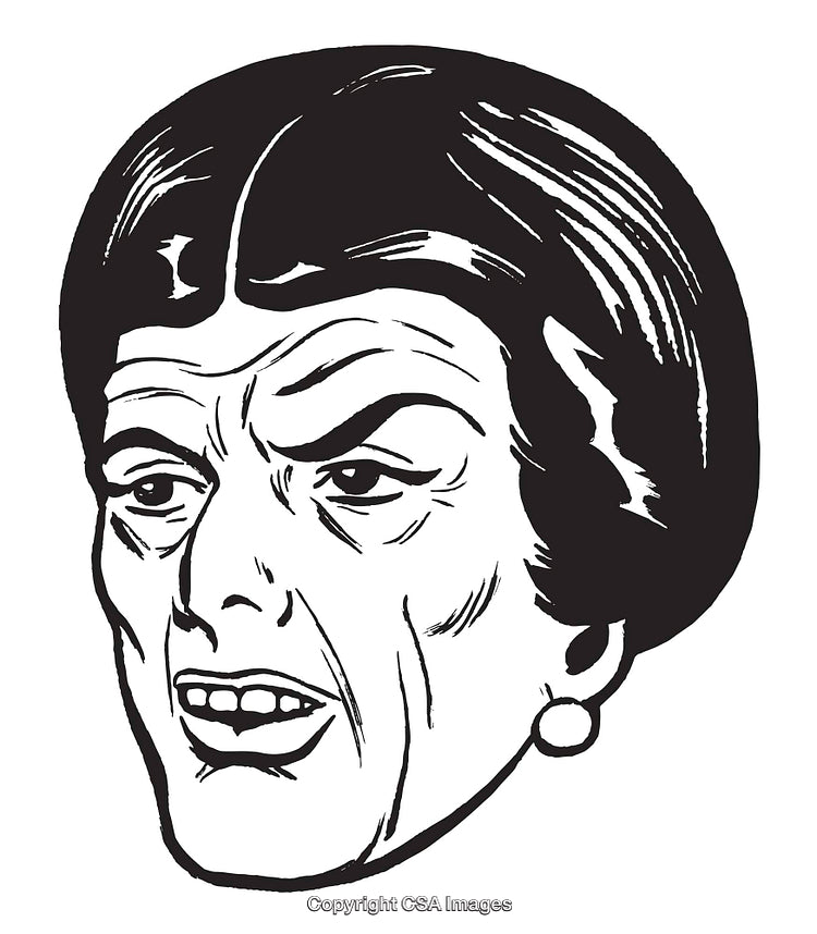Black and White Retro Illustration of a Woman’s Facial Expression