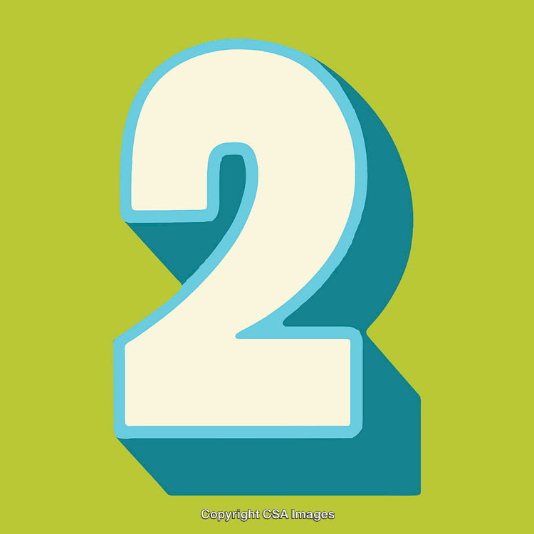 Number Two in Bold Font with a Soft Green Background