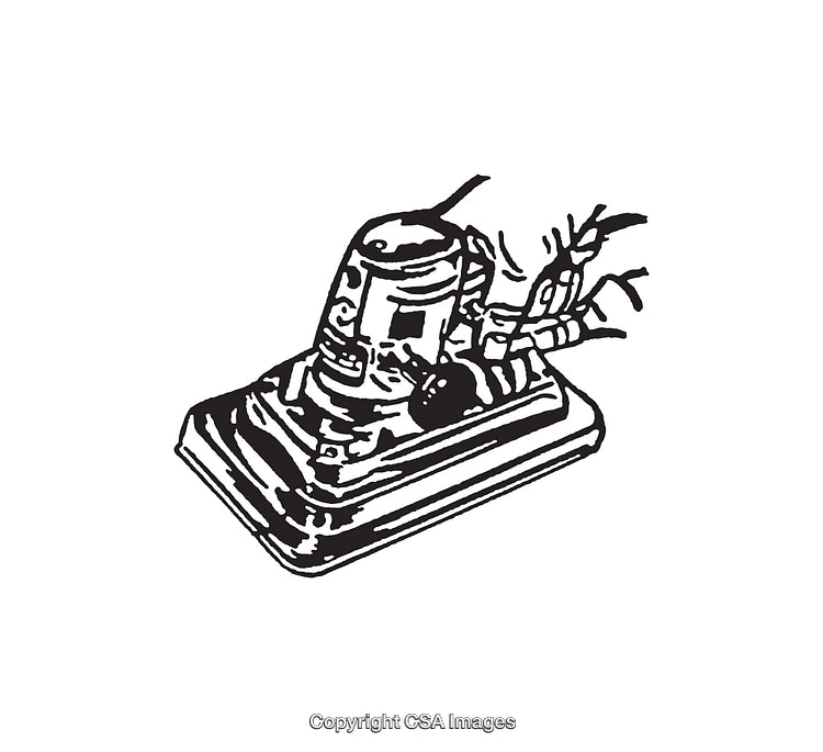 Vintage Line Art Illustration of a Hand with a Mechanical Tool