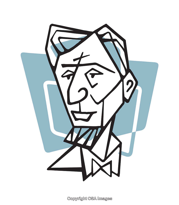 Abstract Geometric Illustration of a Person with Blue Background