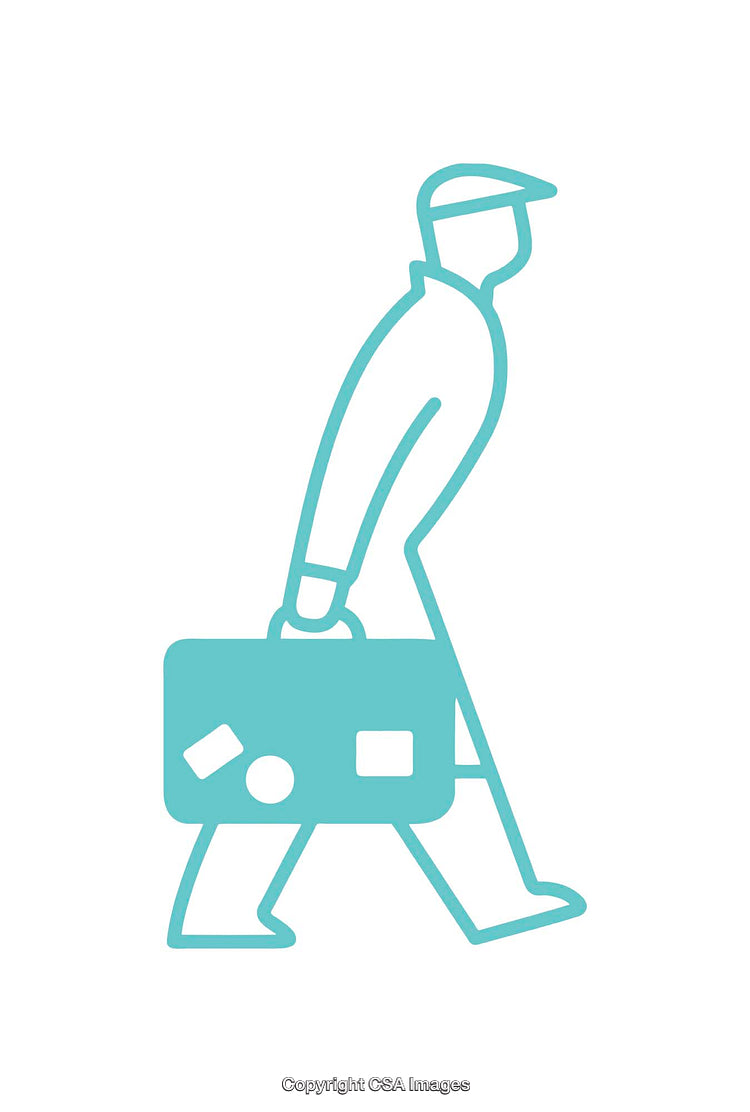 Simple Travel Icon Featuring Person Carrying a Suitcase
