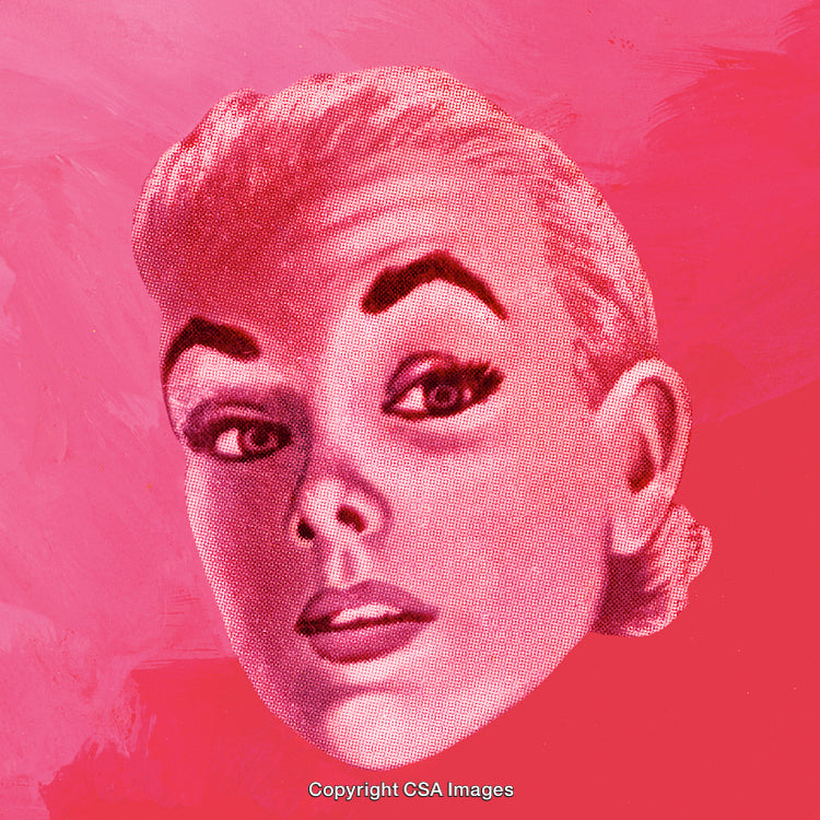 Pink Monochrome Portrait of a Stylish Woman in Retro Art Style