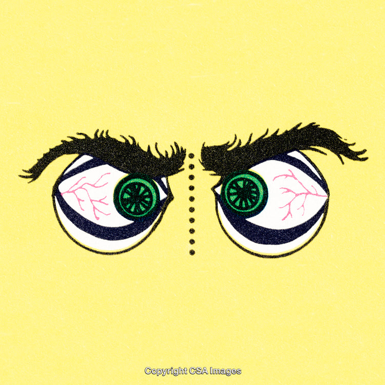 Creative Illustration of Expressive Eyes on a Yellow Canvas