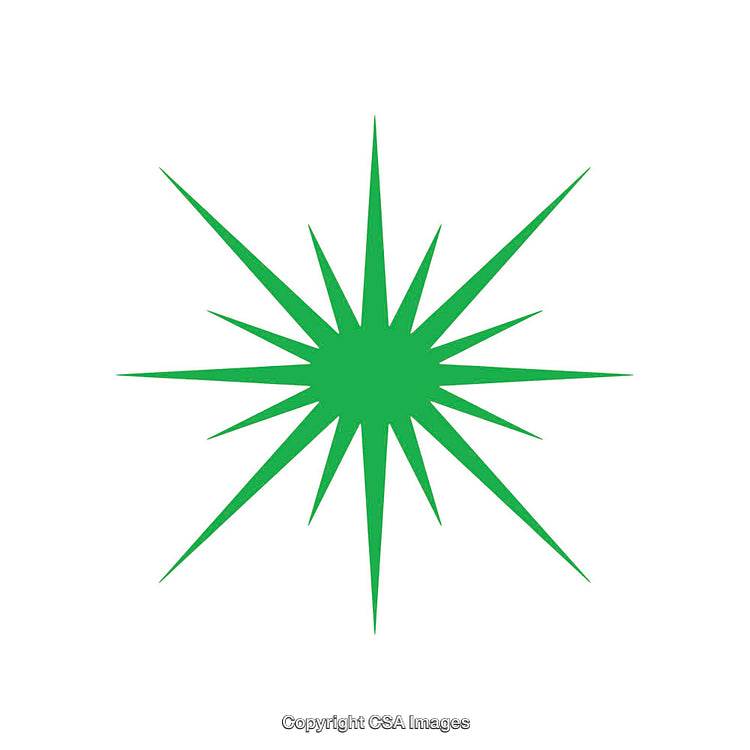 Green Starburst Shape on a White Background Centered Design