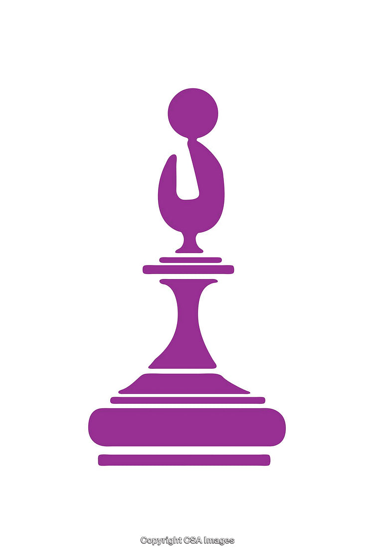 Purple Bishop Chess Icon Isolated on a White Background