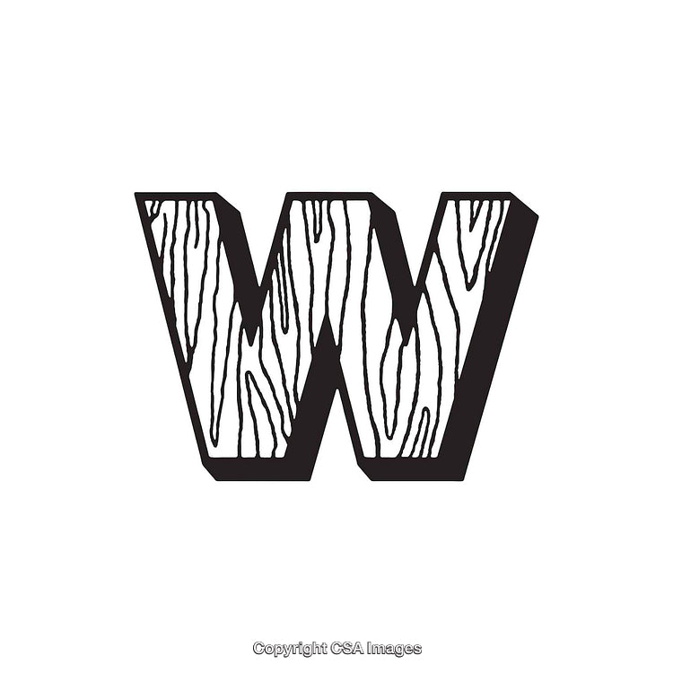 Decorative Letter W Design with Intricate Wooden Texture