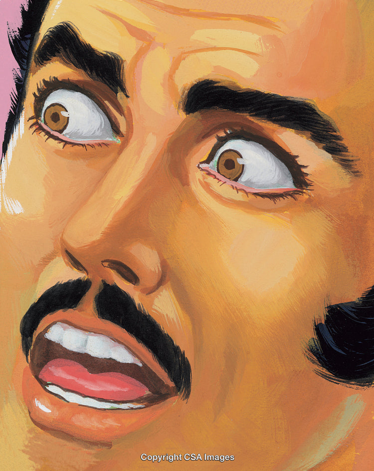 Surprised Facial Expression of a Man with Wide-Eyed Gaze and Open Mouth