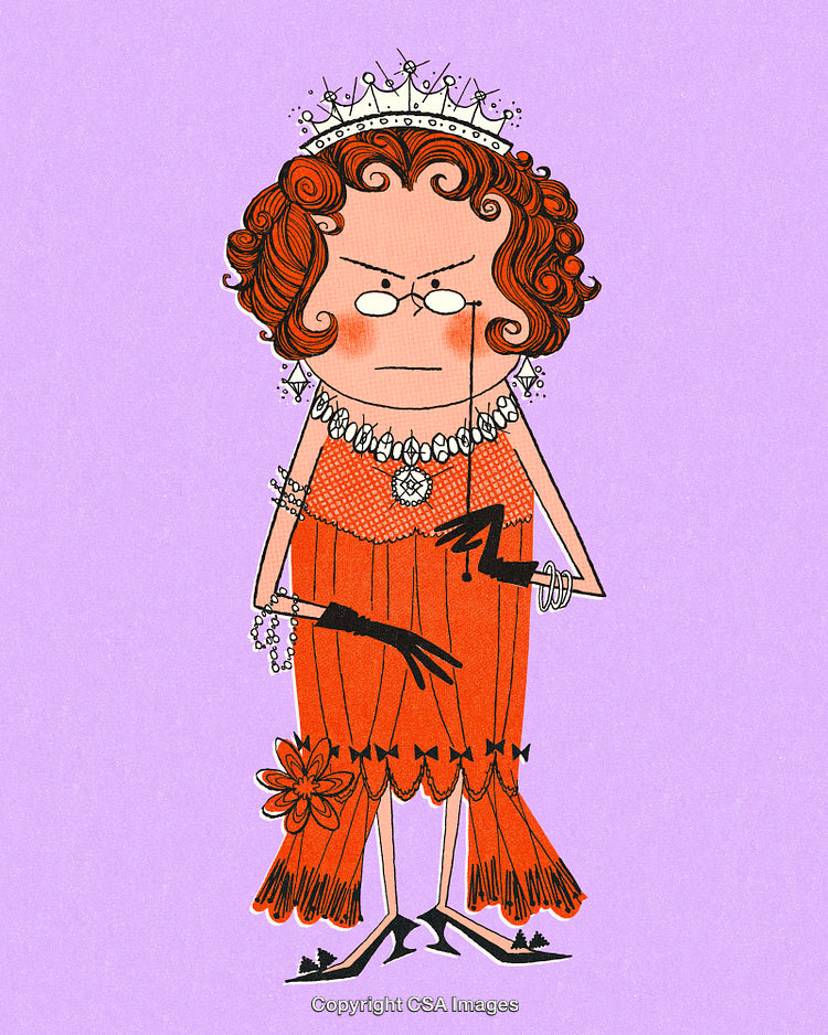 Drawing of a Serene Royal Figure in an Artistic Cartoon Style