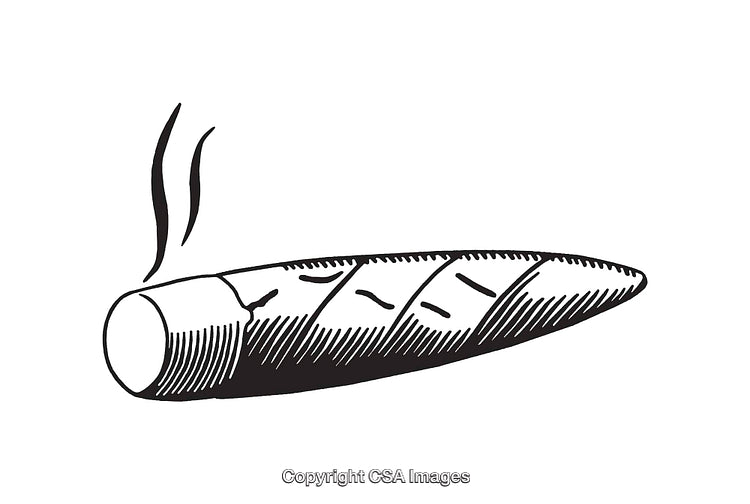 Black and White Smoky Cigar Line Art Illustration