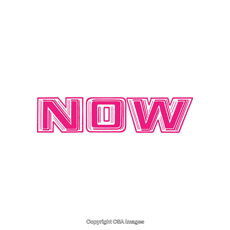 Bold Pink Typography on a White Background Highlighting the Word NOW